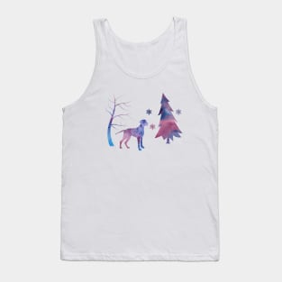 Brittany Dog Winter Art with Snowflakes Tank Top